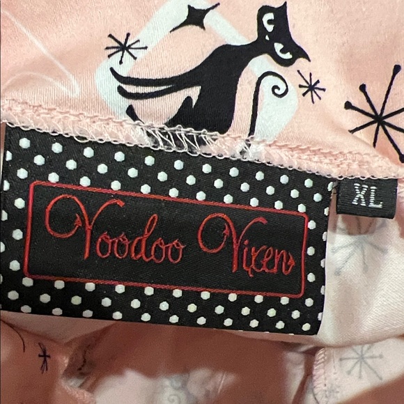 Voodoo Vixen Pink with Black Cats Sleeveless Dress Size XL - Picture 7 of 7